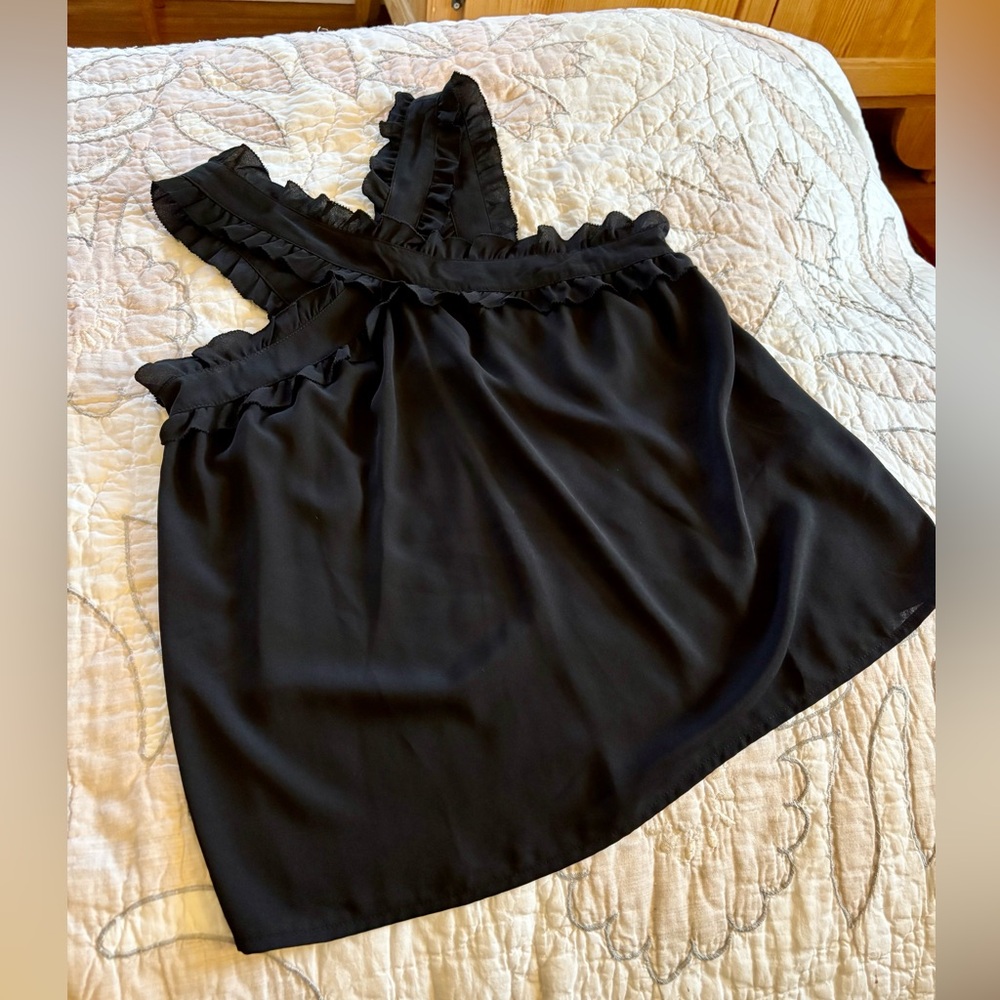 Cross Front Ruffle Silky Top J.Crew 0P XS